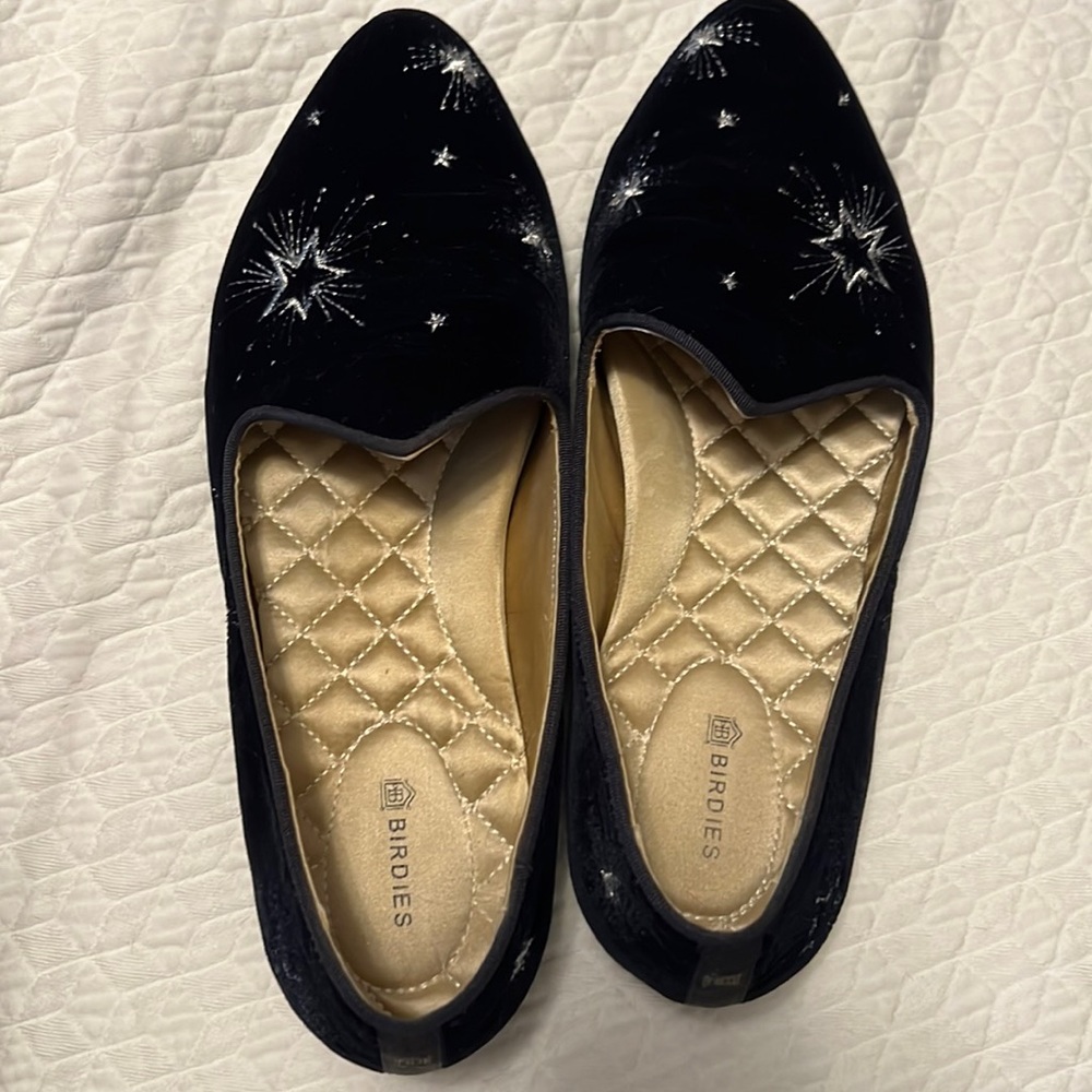 Birdies Black velvet smoking slipper